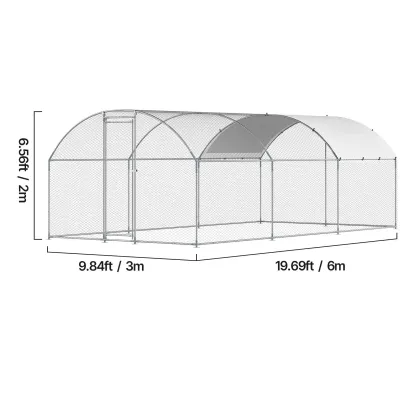 Gallinero metálico de 9.8 x 19.3 x 6.5 pies — Amplio corral transitable con cubierta, recinto para gallinas con techo abovedado y cerradura de seguridad; jaula exterior para patos, conejos y aves de corral, ideal para patios traseros, granjas y jardines.