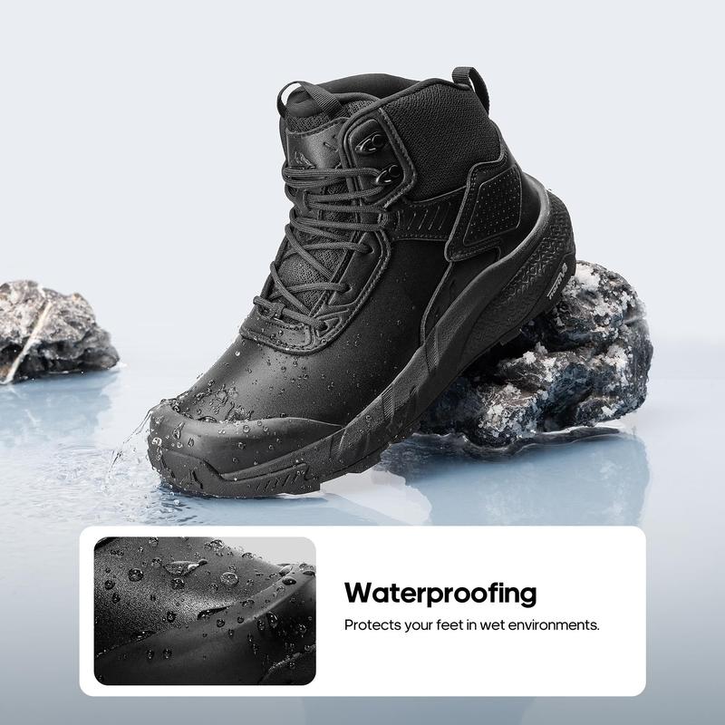Botas de trabajo tácticas militares impermeables para hombre, de caña alta con protección para el tobillo, fabricadas con tejido duradero y transpirable, ideales para uso en exteriores e interiores. Calzado de seguridad negro.