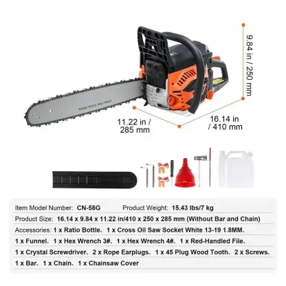 VEVOR Gas Chainsaw, Various specifications, Gasoline Powered Chain Saw, Handheld Cordless Petrol Chainsaws for Tree Wood Branch Cutting, Tree Trimming, Land Clearing, Farm Garden Ranch Forest Cutting Use