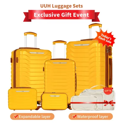Juegos de equipaje UUH (8 piezas) con cerraduras TSA: maletas de viaje, básicas y funcionales, con ruedas giratorias y cerradura TSA, ligeras y económicas.
