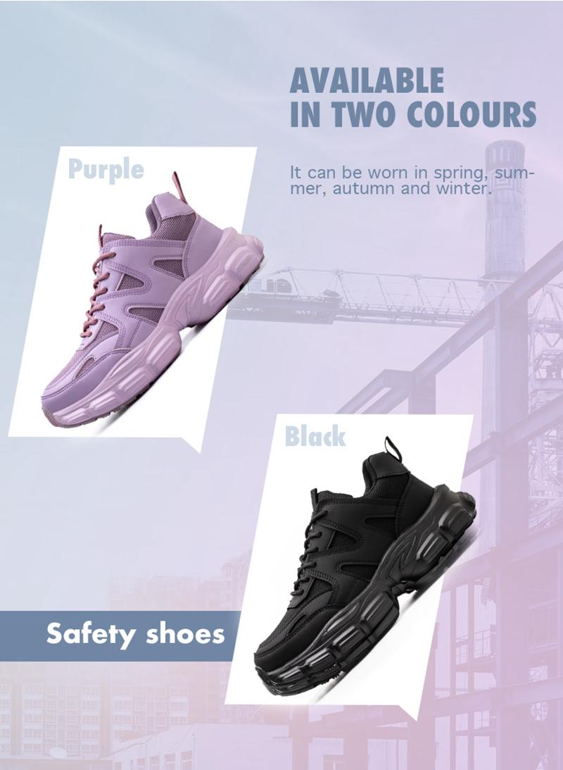 Women's Safety Shoes with Steel Toe Protection & Puncture Resistance Kevlar Material Lightweight Slip-Resistant Industrial Work Boots All-Weather Design