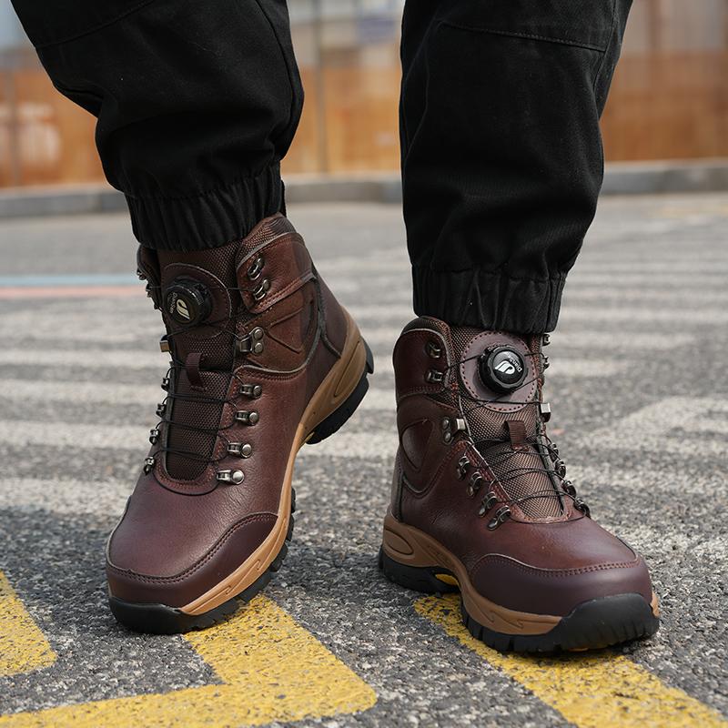 Botas de trabajo indestructibles, calzado de seguridad para hombre con puntera de acero, zapatillas resistentes a perforaciones, calzado de trabajo antideslizante, botas protectoras con hebilla giratoria, calzado para la construcción.