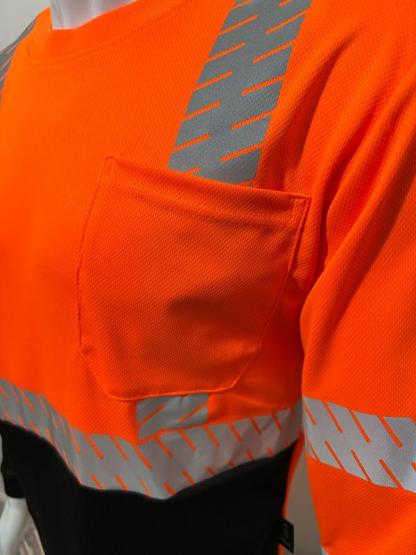 PAQUETE DE 5 CAMISAS CLASE III Camisa de seguridad reflectante de alta visibilidad con bolsillo izquierdo y reflector de transferencia de calor