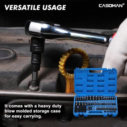 Juego de 71 dados hexagonales y Torx Master con entrada de 1/4", 3/8" y 1/2", SAE métricos, dados de estrella, dados T6, T70, dados E-Torx, E4 y E24, con estuche.