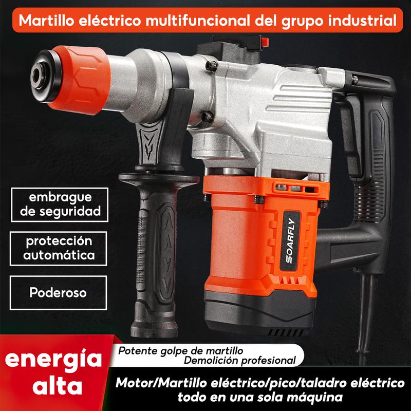 Martillo eléctrico - 2200W, 127V, doble modo (martillo y pico) - Especificación estadounidense