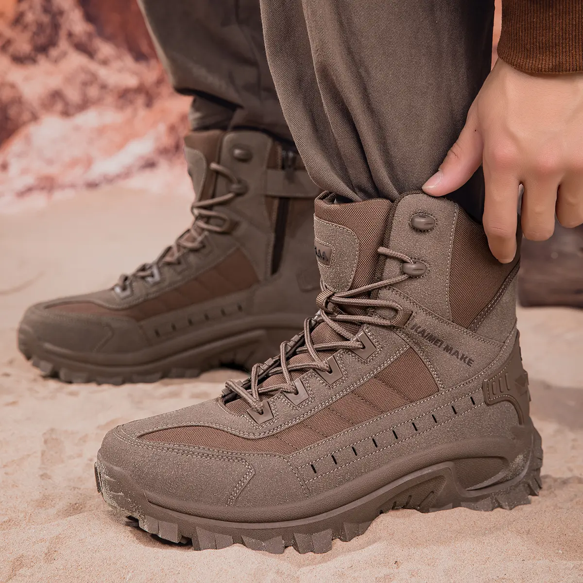 Botas deportivas para hombre, resistentes a todo tipo de clima, de caña alta, con punta redonda, ligeras, transpirables y antideslizantes para exteriores, para montañismo, trekking, trabajo, actividades tácticas, calzado de moda para exteriores, botas de 
