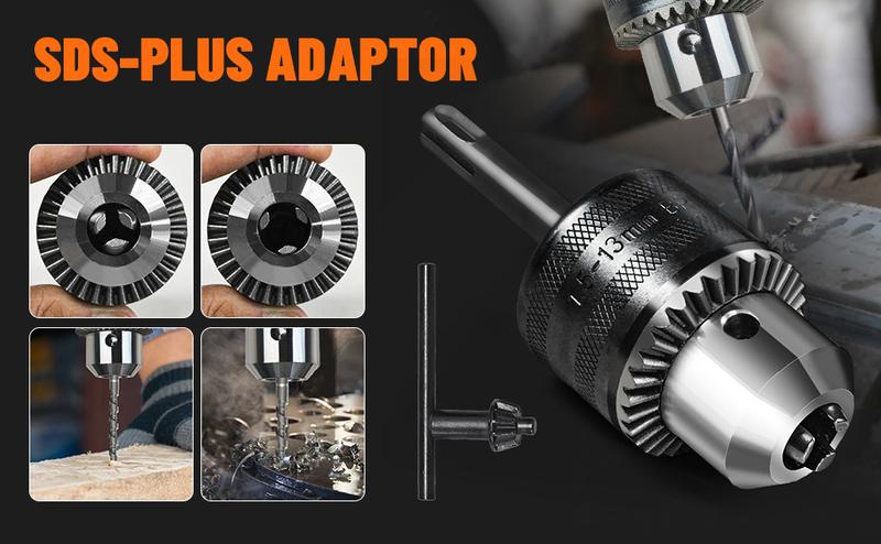 DOVAMAN RH15A 1-9/16'' SDS-Plus Rotary Hammer Drill, 4 Functions in One Knob, Safety Clutch, 6 Speeds, 4350BPM / 900RPM, Fit for Concrete, Wood, Steel