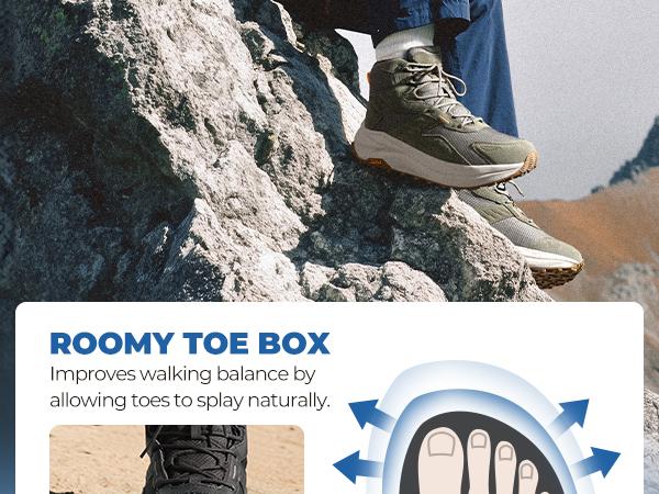 NORTIV 8 Men's Wide Toe Box Hiking Boots Waterproof Outdoor Trekking Camping Shoes for Plantar Fasciitis Bunion with Durable Craftsmanship & Comfortable EVA Midsole 5mm Heel-To-Toe-Drop