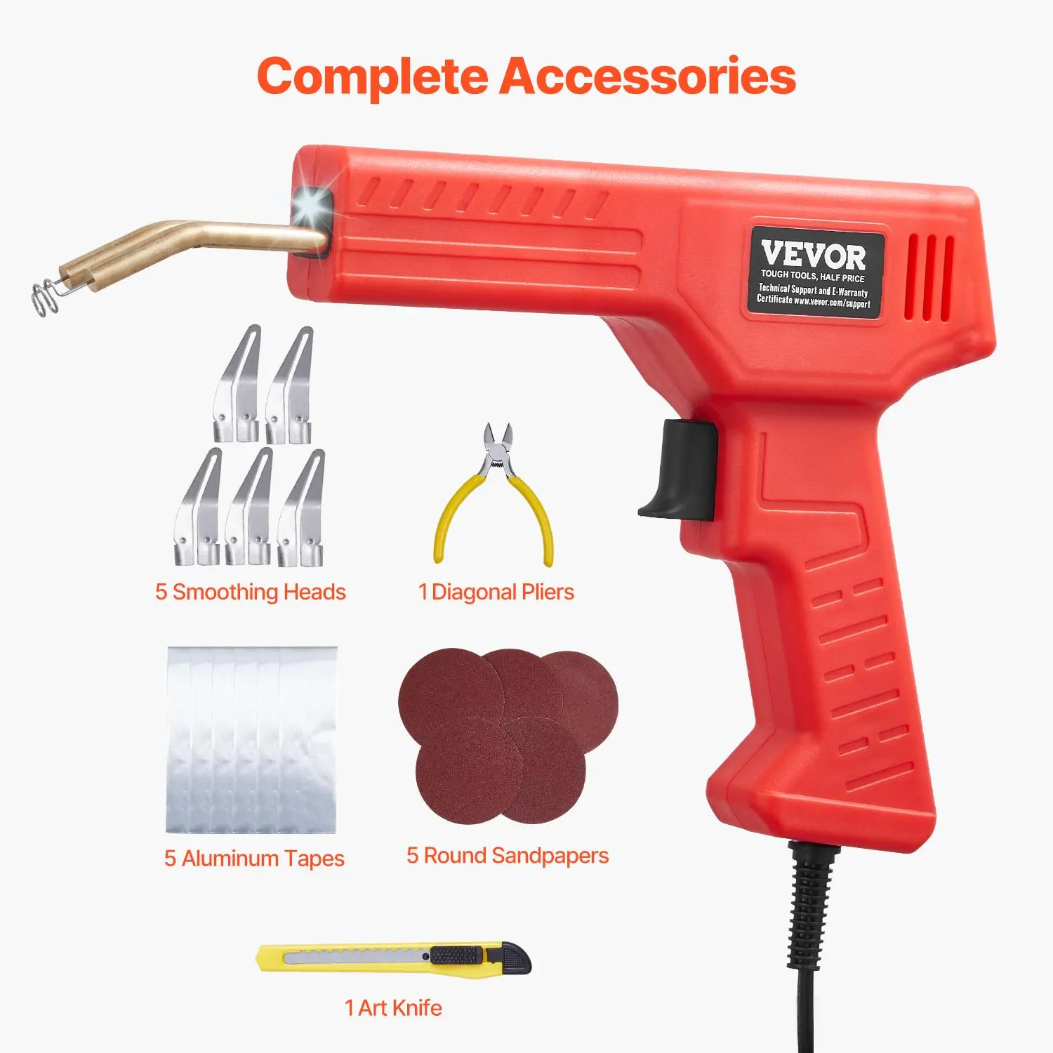 Soldador de plástico, pistola de soldadura de plástico de 100 W con 800 grapas calientes, pistola de soldadura profesional con grapas calientes, kit de reparación de parachoques de plástico con luz LED para kayak, juguetes y reparación de grietas de plást