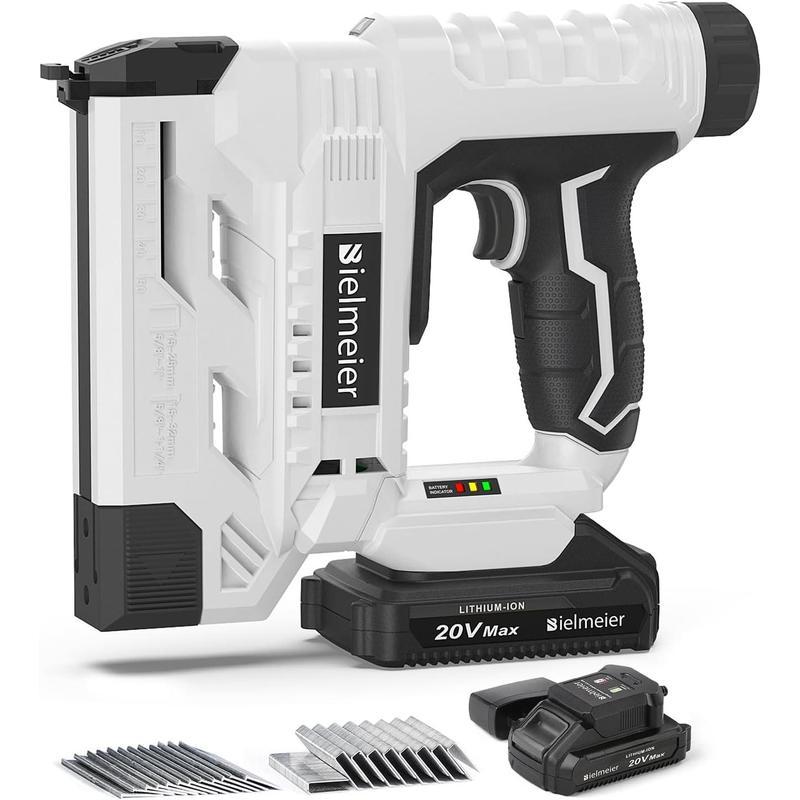 Pistola de clavos inalámbrica de 20 V, calibre 18, 2 en 1, para tapicería y carpintería. Grapadora eléctrica mejorada. Incluye batería de 2 Ah y 1600 grapas y clavos.