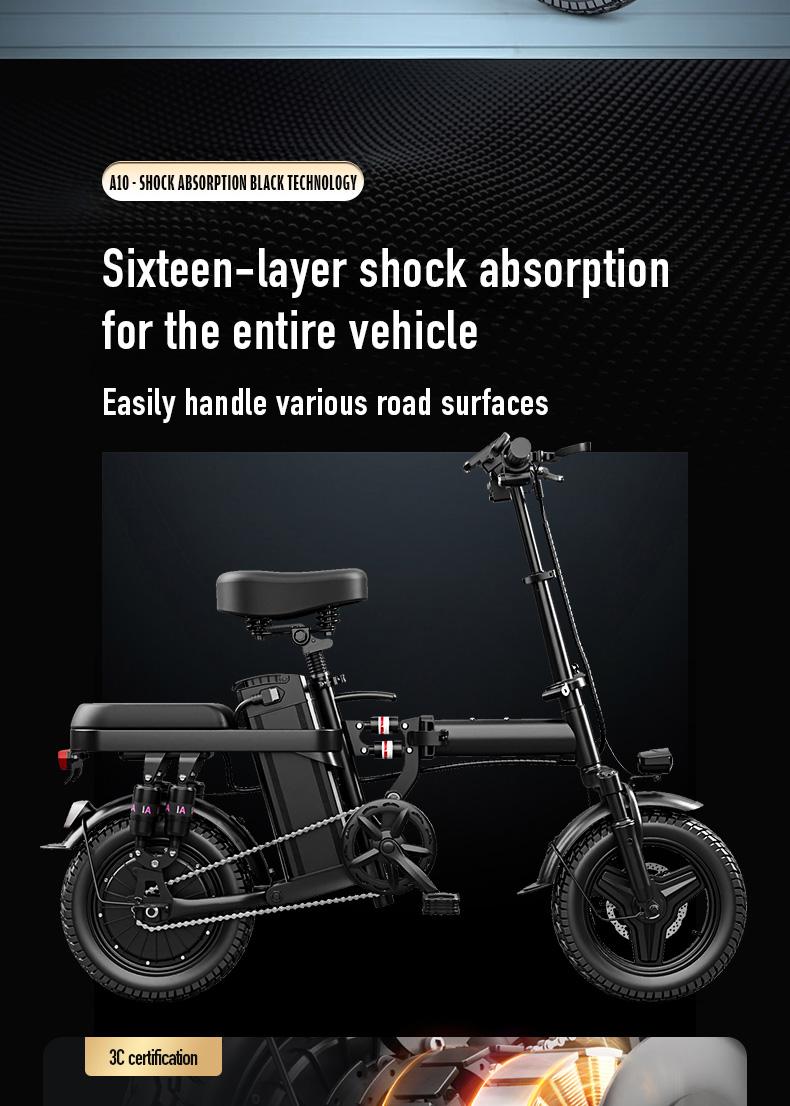 Adult electric folding bicycle with 500W motor, 16-level shock absorption system, 48V 15Ah battery, and a range of 100 kilometers. Wheel Pedals Ebike Charger SpringStatements Adult electric folding bicycle with 500W motor, 16-level shock absorption system, 48V 15Ah battery, and a range of 100 kilometers. Wheel Pedals Ebike Charger SpringStatements