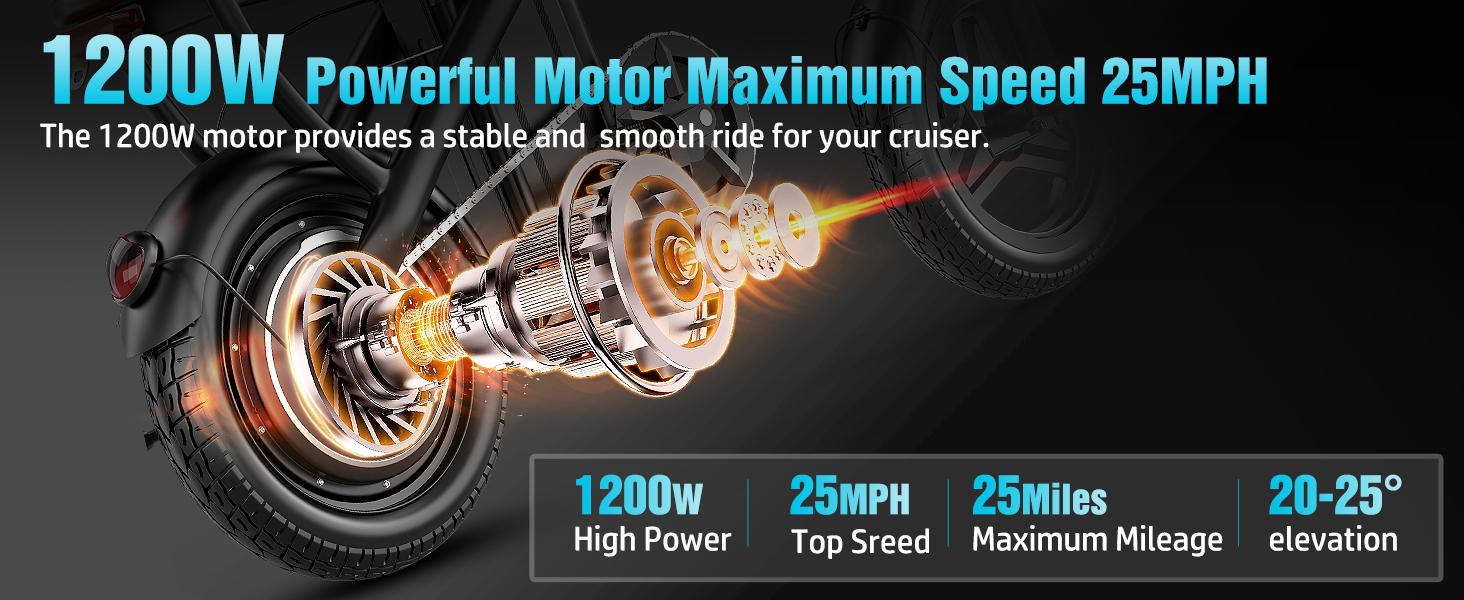 Pikabike Z6 Electric Bike | Peak 1200W | 25MPH | 14" Pneumatic Tires | 22-40 Mile Range l Rear Disc Brake l Foldable l Two Seats