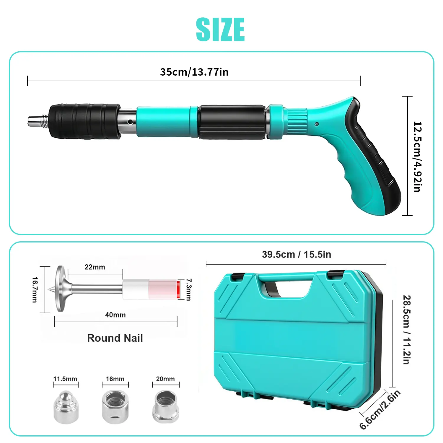Kit de clavadora para concreto: potencia ajustable, fácil de usar con una sola mano, alta penetración, ideal para muebles, sistemas de climatización y tuberías. Herramienta de fijación profesional portátil.