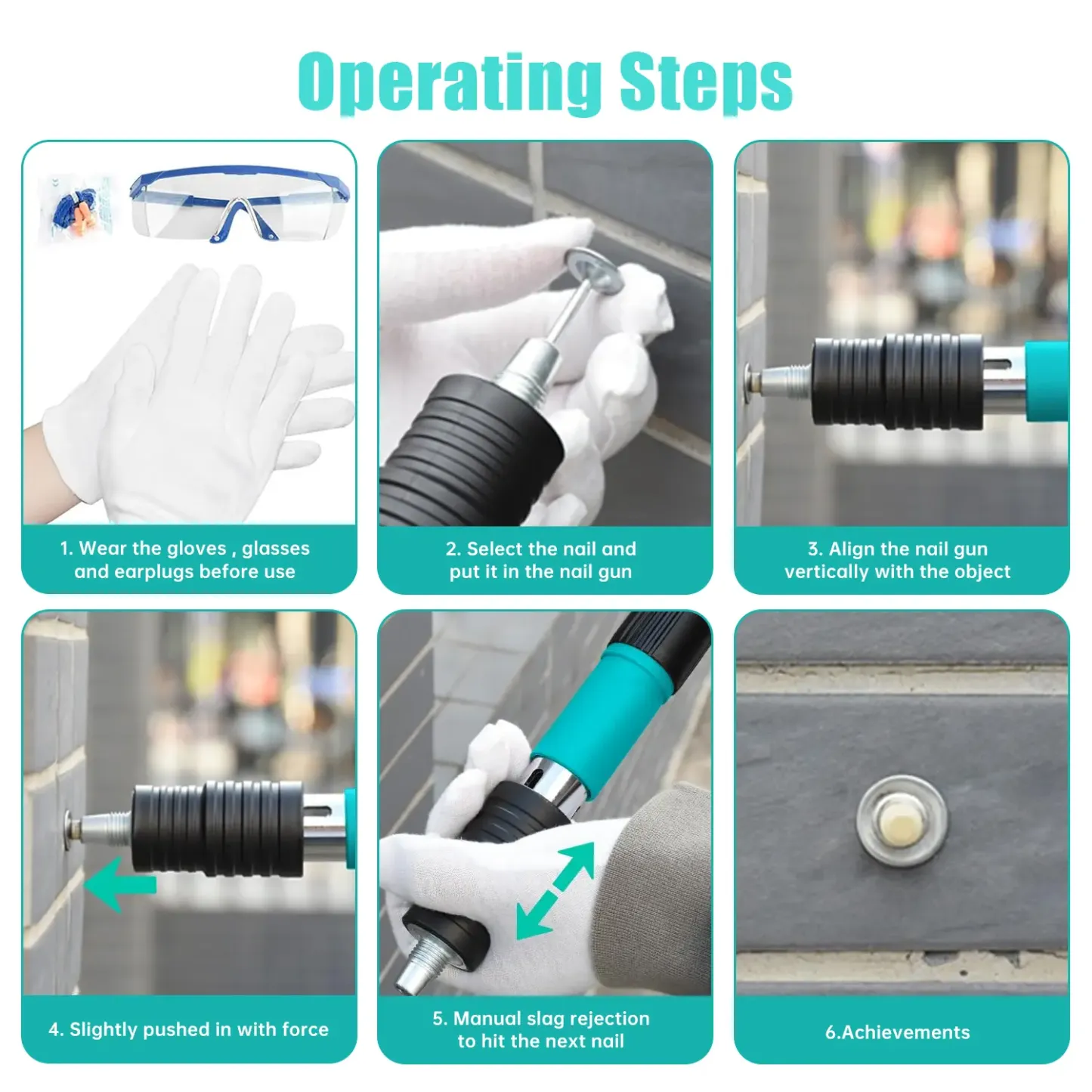 Kit de clavadora para concreto: potencia ajustable, fácil de usar con una sola mano, alta penetración, ideal para muebles, sistemas de climatización y tuberías. Herramienta de fijación profesional portátil.