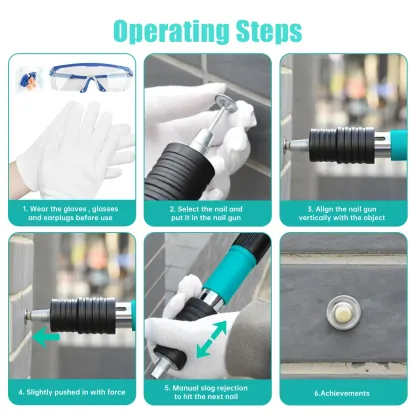 Kit de clavadora para concreto: potencia ajustable, fácil de usar con una sola mano, alta penetración, ideal para muebles, sistemas de climatización y tuberías. Herramienta de fijación profesional portátil.