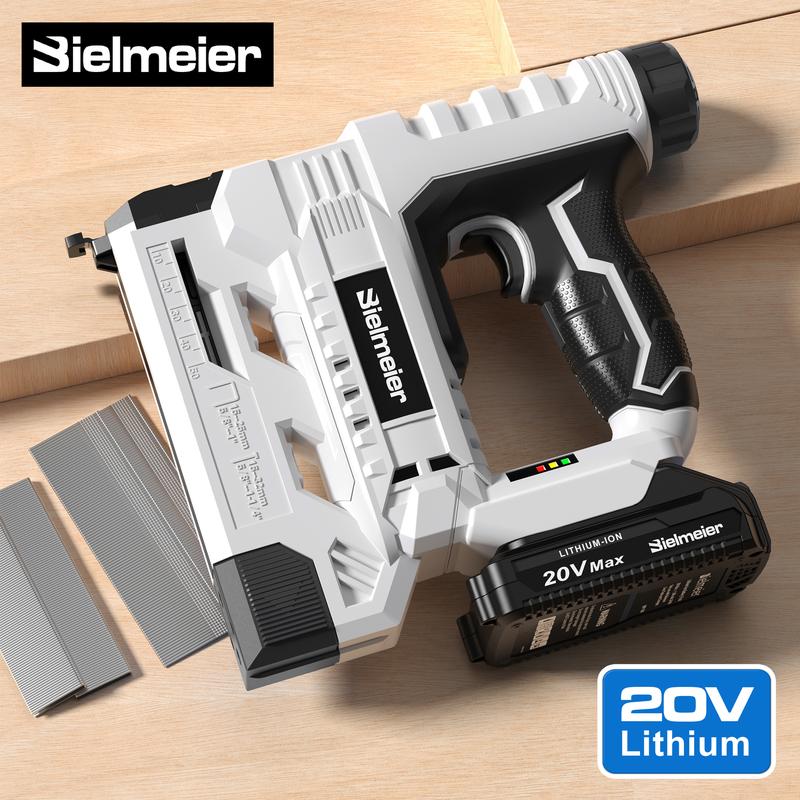 Pistola de clavos inalámbrica de 20 V, calibre 18, 2 en 1, para tapicería y carpintería. Grapadora eléctrica mejorada. Incluye batería de 2 Ah y 1600 grapas y clavos.