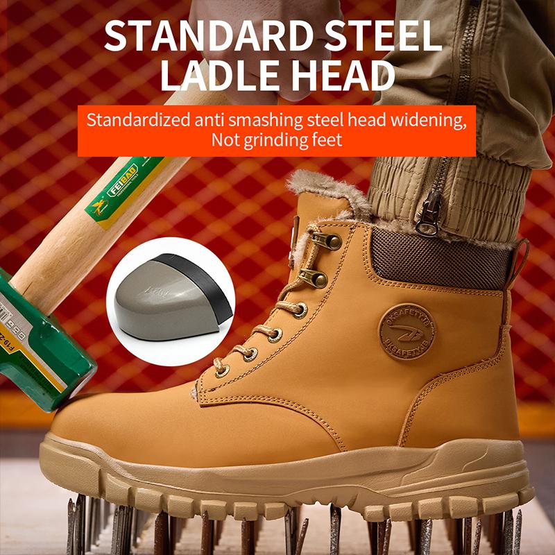 Zapatos de trabajo con cordones y hebilla giratoria, impermeables, resistentes al desgaste, con aislamiento térmico, antipinchazos, antideslizantes y con puntera de acero para mayor seguridad.