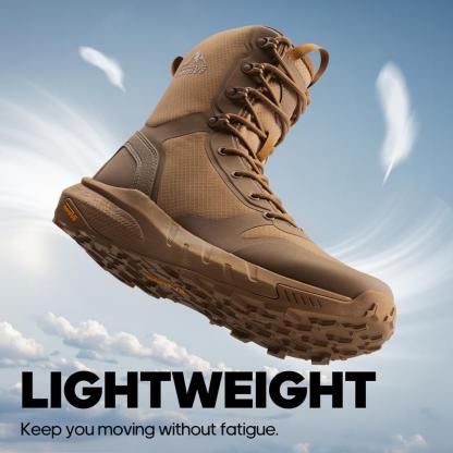Botas tácticas militares para hombre, de 8 pulgadas, con punta redonda y cierre de cordones, ligeras, cómodas para trabajar todo el día, con cremallera lateral, para motociclistas, combate, senderismo, duraderas, negras, con protección y soporte, para ext