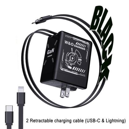 Cargador 4-en-1 GaN 60W – Compatible con USB-C y Lightning Retráctil, Potencia Máxima 120W, Control Inteligente de Temperatura, Carga Segura y Rápida