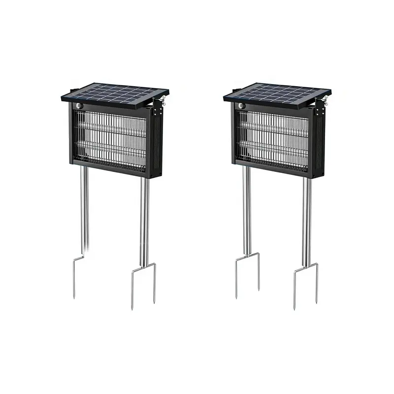 Gainstarx — Matainsectos solar para exteriores: Eliminador eléctrico impermeable de mosquitos y moscas con sensor de luz inteligente. Trampa recargable de energía solar para patio, jardín trasero, jardín, camping y uso en interiores.