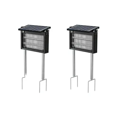 Gainstarx — Matainsectos solar para exteriores: Eliminador eléctrico impermeable de mosquitos y moscas con sensor de luz inteligente. Trampa recargable de energía solar para patio, jardín trasero, jardín, camping y uso en interiores.