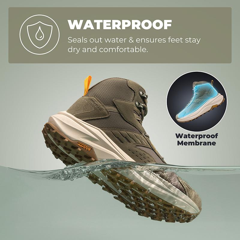 Botas de senderismo para hombre con puntera ancha, impermeables, para exteriores, trekking y camping, para fascitis plantar y juanetes, con una fabricación duradera y una cómoda entresuela de EVA con una caída de 5 mm.