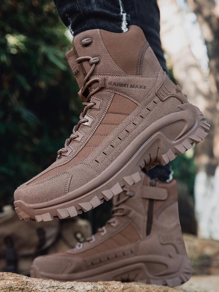 Men's All-Weather All-Terrain High-Top Round Toe Lightweight Breathable Slip-Resistant Outdoor Sports Boots for Mountaineering Trekking Work Tactical Activities fashion outdoor shoe hikingshoes trekking  boots jungle