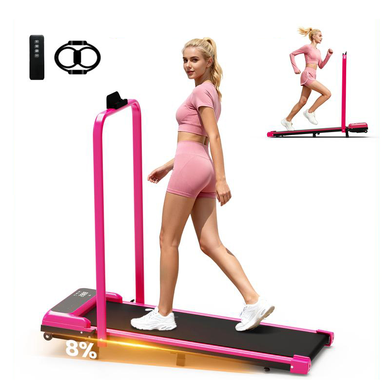 Cinta de correr eléctrica plegable con pasamanos y motor silencioso – Capacidad de peso de 265 lb, amplia superficie de carrera, control remoto y ruedas para un fácil desplazamiento – Incluye bandas de resistencia y control remoto de regalo.