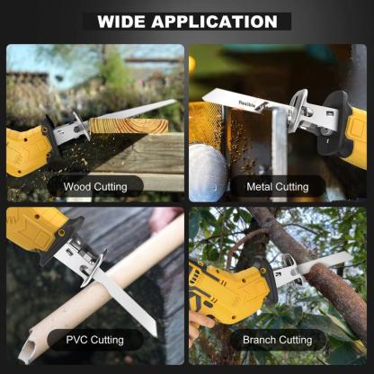 Sierra recíproca de una mano (Kit) para batería 20V MAX — 3 velocidades variables, motor sin escobillas, cambio de hoja sin herramientas — Incluye 4 hojas de sierra para cortar metal, madera y PVC.