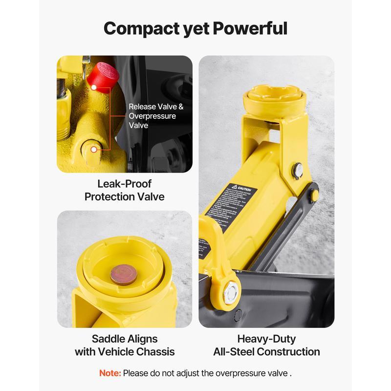 Gato de piso de perfil bajo, capacidad de 1,5 toneladas (3300 lb), gato de piso de acero para carreras con bomba de elevación rápida de un solo pistón, elevador hidráulico para autos deportivos y sedanes, rango de elevación de 5,1 a 12,2 pulgadas.