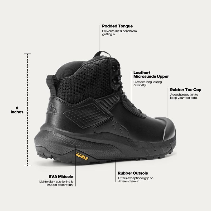 Botas de trabajo tácticas militares impermeables para hombre, de caña alta con protección para el tobillo, fabricadas con tejido duradero y transpirable, ideales para uso en exteriores e interiores. Calzado de seguridad negro.