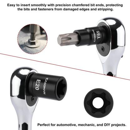 Juego de 71 dados hexagonales y Torx Master con entrada de 1/4", 3/8" y 1/2", SAE métricos, dados de estrella, dados T6, T70, dados E-Torx, E4 y E24, con estuche.