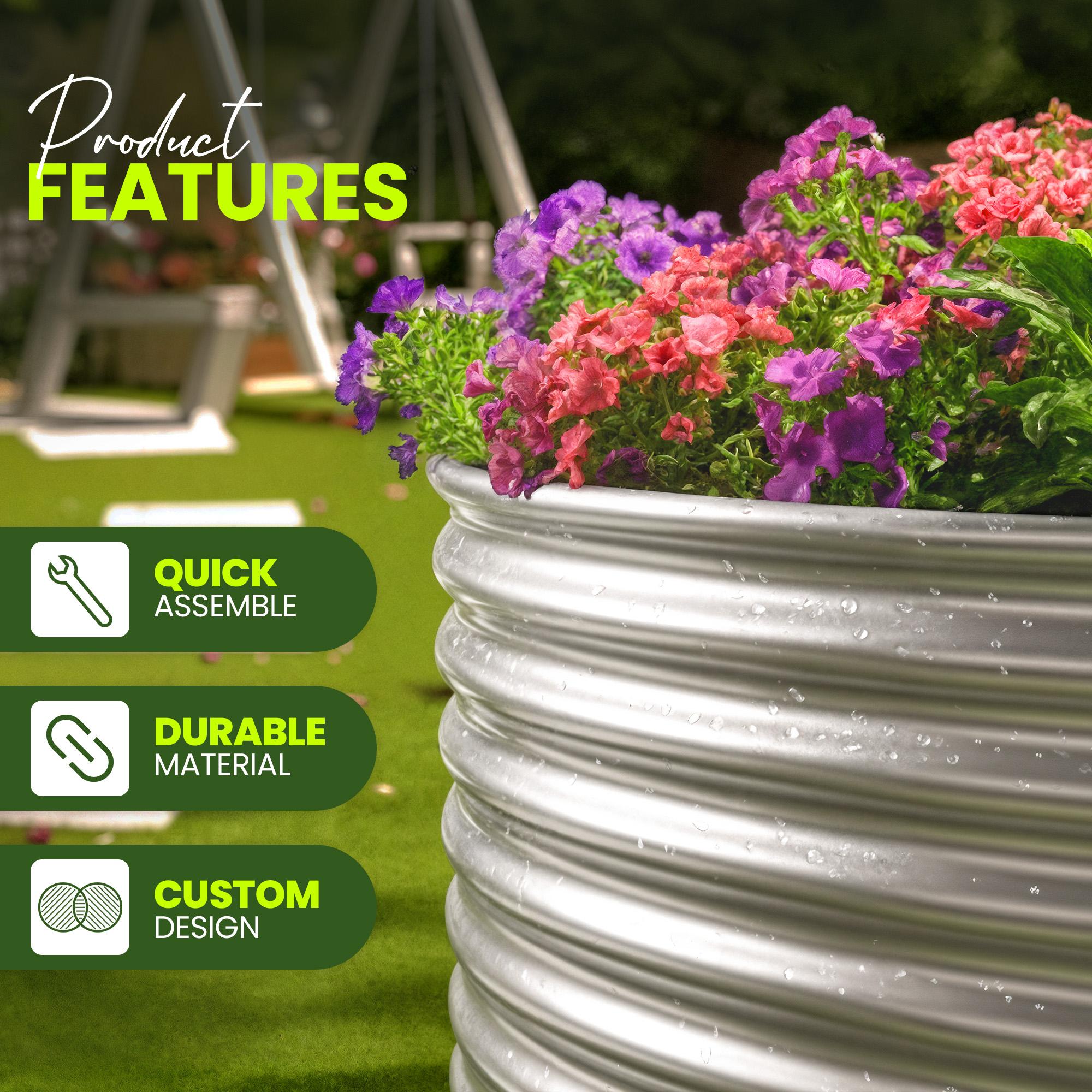 【New Year Deal】Utopia Home Galvanized Raised Garden Bed 2-Pack 6x2 ft Lightweight Outdoor Planter Boxes Easy Assembly for Vegetables Fruits & Flowers