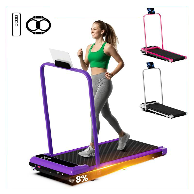Cinta de correr eléctrica plegable con pasamanos y motor silencioso – Capacidad de peso de 265 lb, amplia superficie de carrera, control remoto y ruedas para un fácil desplazamiento – Incluye bandas de resistencia y control remoto de regalo.