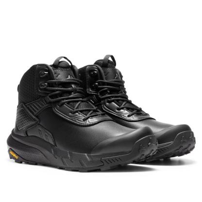 Botas de trabajo tácticas militares impermeables para hombre, de caña alta con protección para el tobillo, fabricadas con tejido duradero y transpirable, ideales para uso en exteriores e interiores. Calzado de seguridad negro.