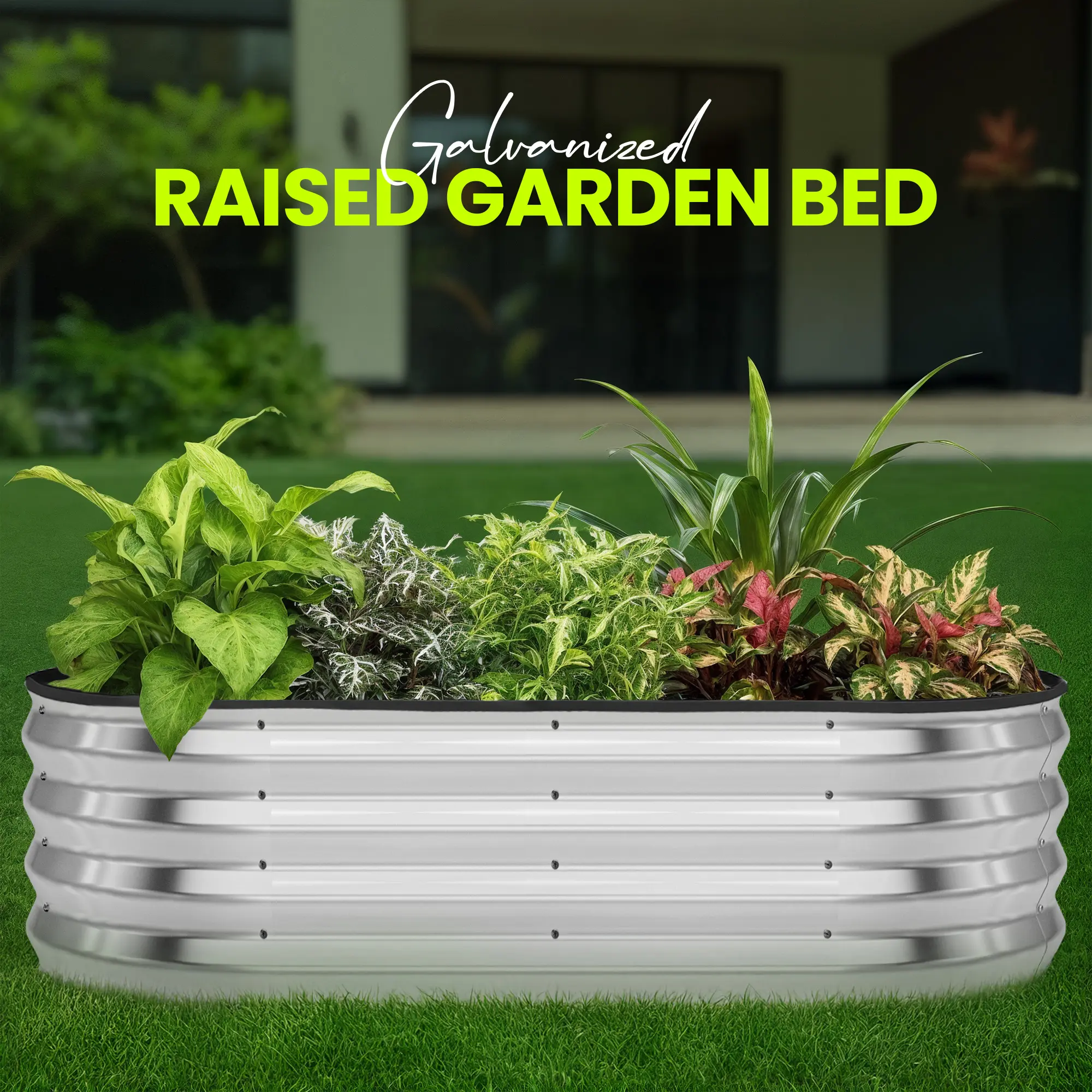 Utopia Home — Paquete de 2 jardineras elevadas galvanizadas (6 x 2 pies) — Maceteros ligeros para exteriores de fácil montaje — Ideales para verduras, frutas y flores