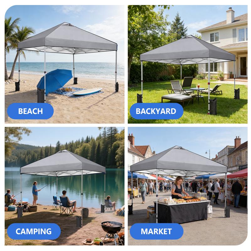 Carpa Plegable 10x10, Toldo Exterior Instantáneo de Montaje Sencillo con Techo Ventilado y Bolsa con Ruedas