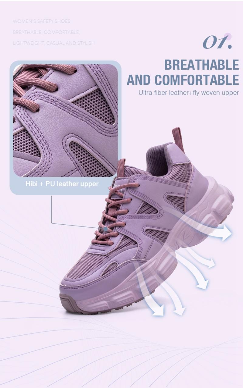 Women's Safety Shoes with Steel Toe Protection & Puncture Resistance Kevlar Material Lightweight Slip-Resistant Industrial Work Boots All-Weather Design