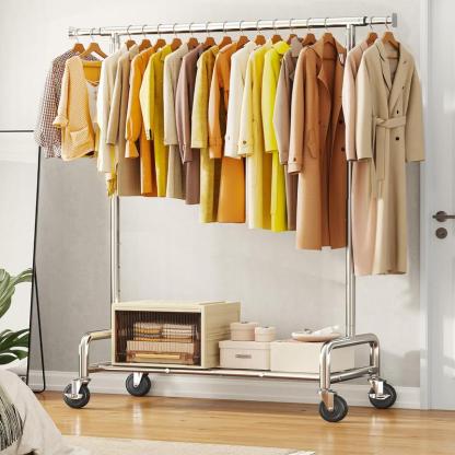 Perchero de alta resistencia de 75 pulgadas (extra ancho), capacidad de 450 libras, con 4 ganchos y ruedas con freno; perchero metálico para ropa, ideal para dormitorios, lavaderos y uso comercial.
