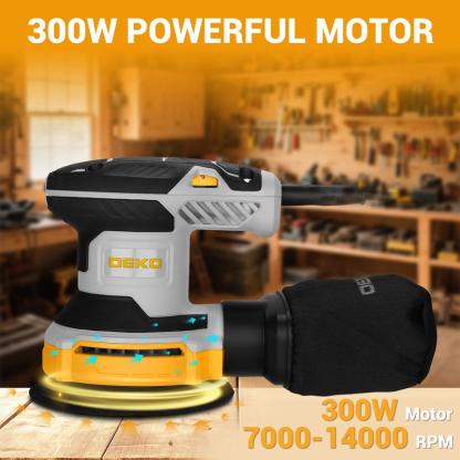 Lijadora eléctrica orbital aleatoria con 16 lijas, 14000 RPM, 5 pulgadas, sistema de recolección de polvo de alto rendimiento - Para trabajos de carpintería.