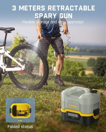 Pulverizador eléctrico inalámbrico portátil Fanttik NB8 Nano con depósito de 2,1 galones, cabezal retráctil, batería de litio de 2600 mAh, IPX5, 72-98 PSI, hidrolimpiadora portátil para jardín, ducha de camping y limpieza de mascotas.