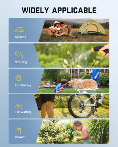 Pulverizador eléctrico inalámbrico portátil Fanttik NB8 Nano con depósito de 2,1 galones, cabezal retráctil, batería de litio de 2600 mAh, IPX5, 72-98 PSI, hidrolimpiadora portátil para jardín, ducha de camping y limpieza de mascotas.