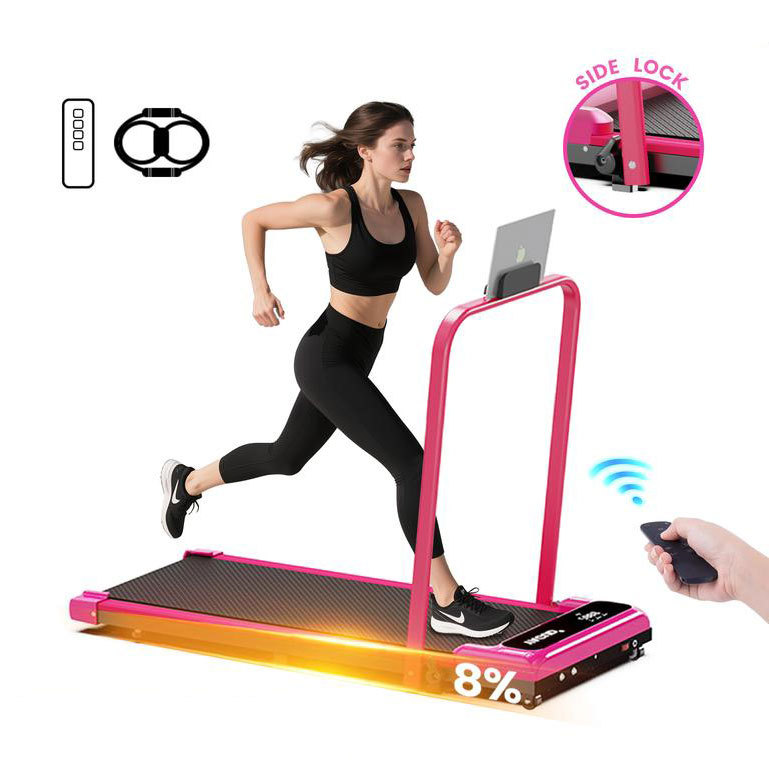 Cinta de correr eléctrica plegable con pasamanos y motor silencioso – Capacidad de peso de 265 lb, amplia superficie de carrera, control remoto y ruedas para un fácil desplazamiento – Incluye bandas de resistencia y control remoto de regalo.