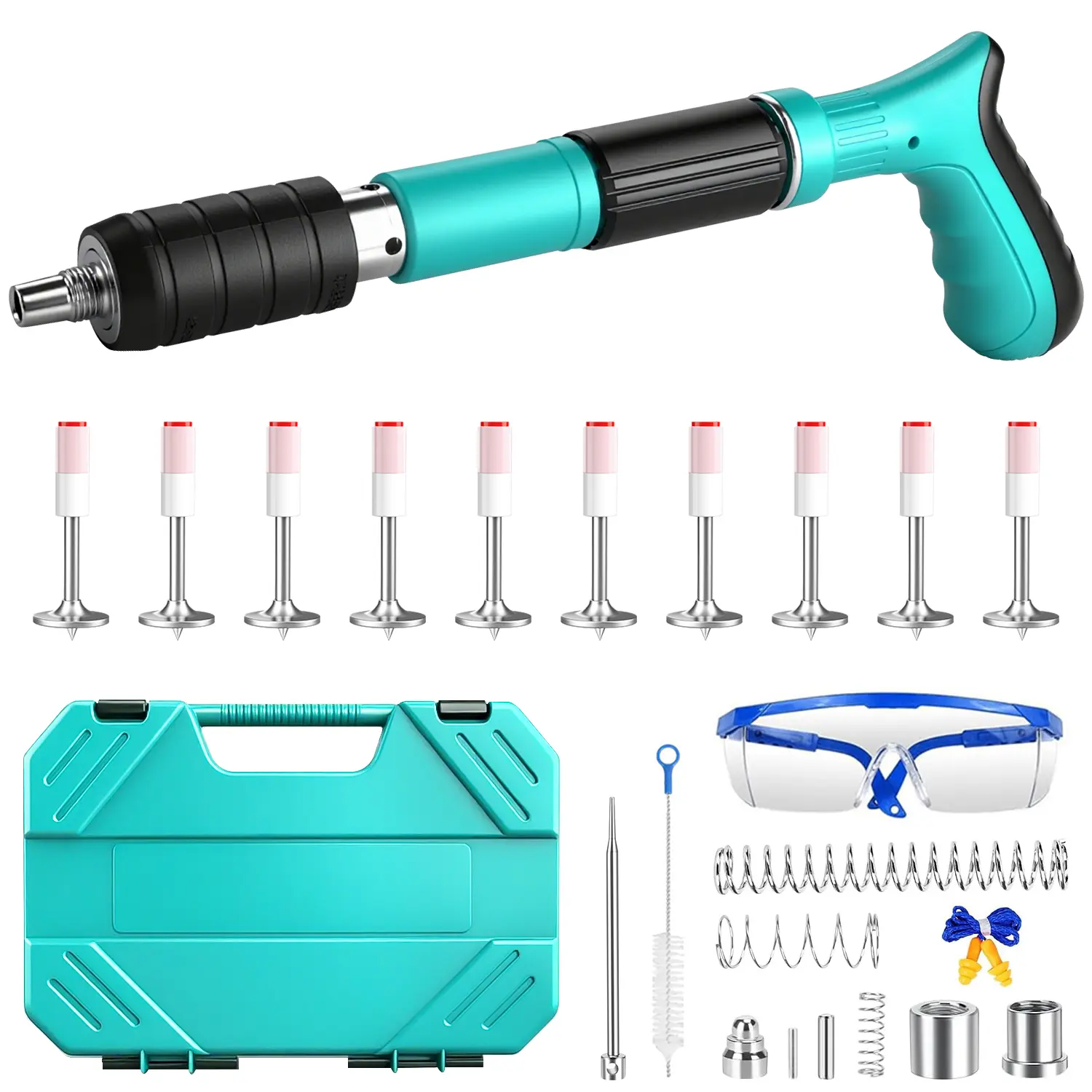 Kit de clavadora para concreto: potencia ajustable, fácil de usar con una sola mano, alta penetración, ideal para muebles, sistemas de climatización y tuberías. Herramienta de fijación profesional portátil.