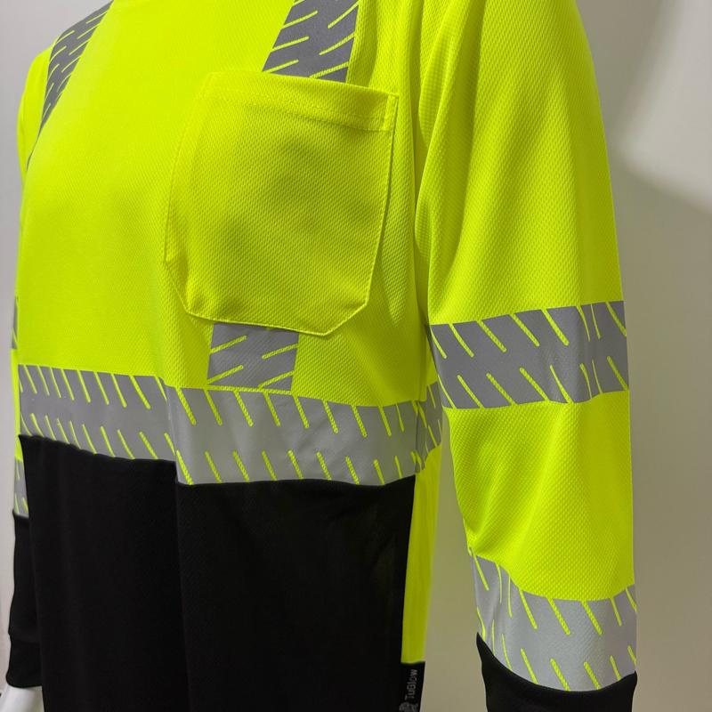 PAQUETE DE 5 CAMISAS CLASE III Camisa de seguridad reflectante de alta visibilidad con bolsillo izquierdo y reflector de transferencia de calor