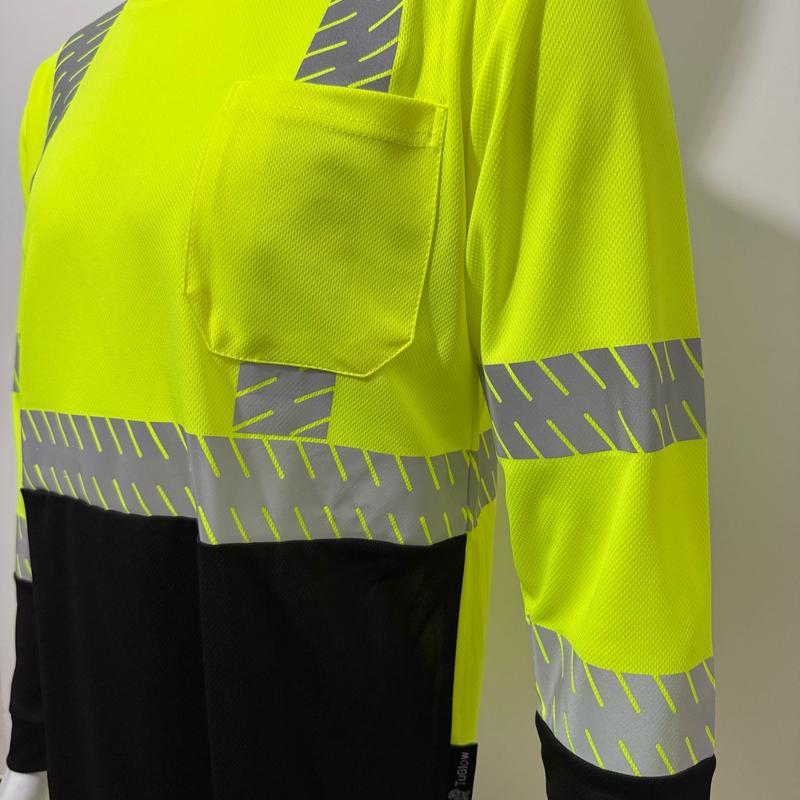 PAQUETE DE 5 CAMISAS CLASE III Camisa de seguridad reflectante de alta visibilidad con bolsillo izquierdo y reflector de transferencia de calor