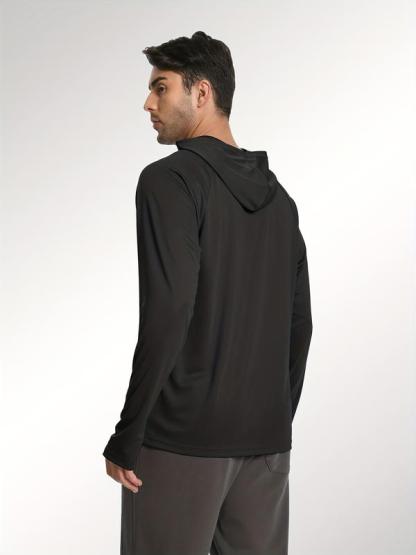 Conjunto deportivo de manga larga con capucha para hombre (paquete de 5) - Camisetas de running de secado rápido con aberturas para los pulgares