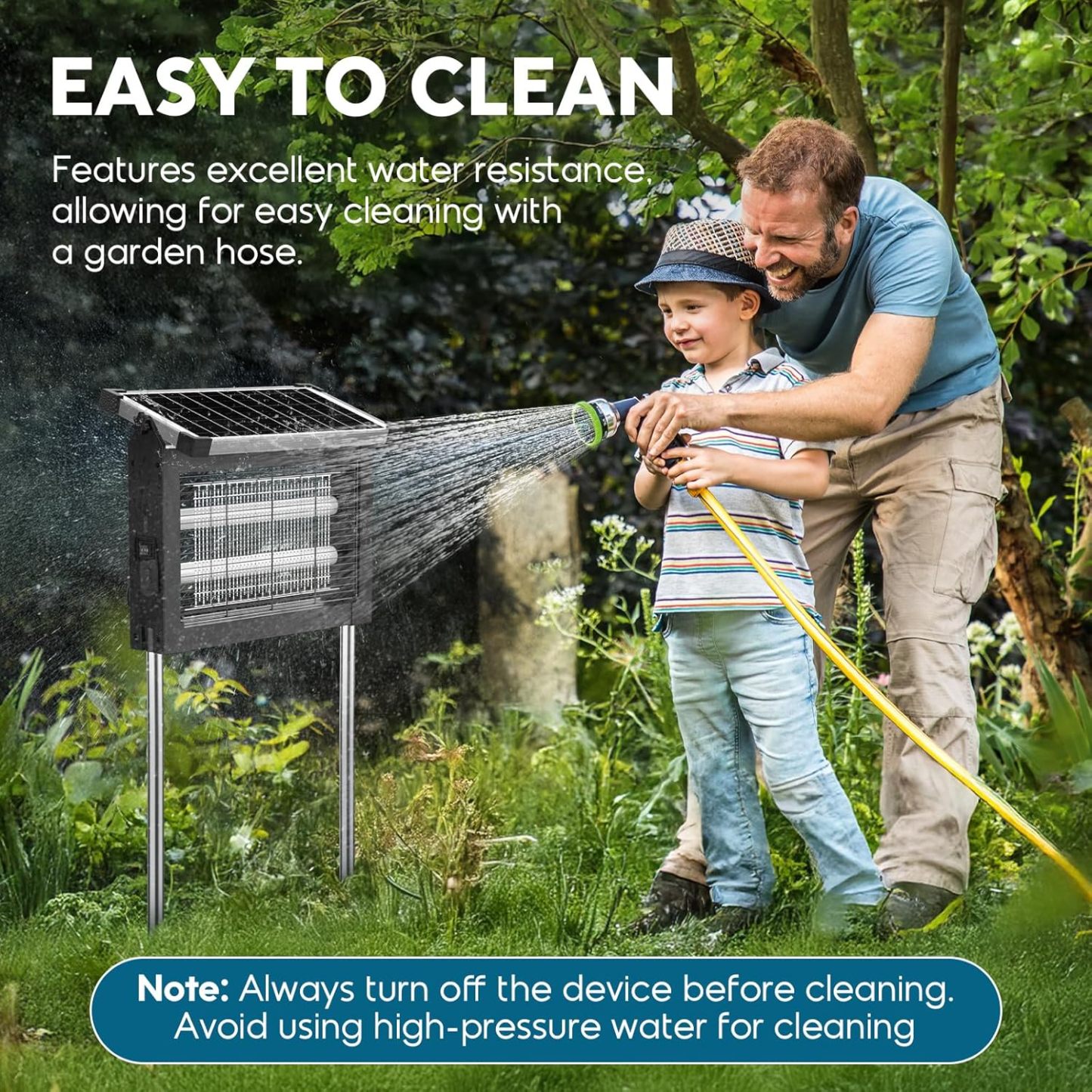 Gainstarx Mata Mosquitos Solar para Exterior, Resistente al Agua, Eléctrico para Moscas y Mosquitos, Sensor de Luz Inteligente, Recargable por Energía Solar, Ideal para Patio, Jardín, Camping y Uso Interior