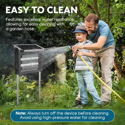 Gainstarx Mata Mosquitos Solar para Exterior, Resistente al Agua, Eléctrico para Moscas y Mosquitos, Sensor de Luz Inteligente, Recargable por Energía Solar, Ideal para Patio, Jardín, Camping y Uso Interior