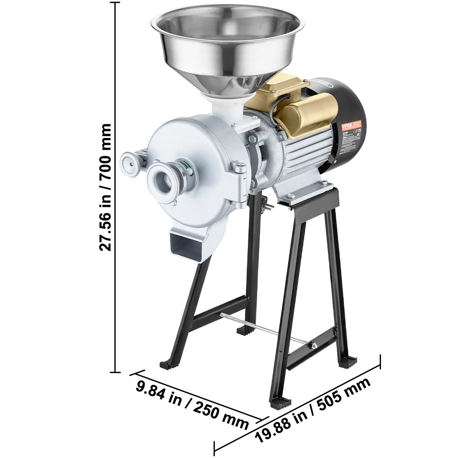 VEVOR Electric Grain Mill Grinder,  3000W Spice Grinders, Commercial Corn Mill with Funnel, Thickness Adjustable Powder Machine, Heavy Duty Feed Flour Cereal Mill Wheat Grinders, Dry & Wet Grinder
